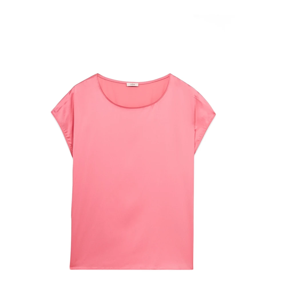 Oltre Blouse van viscose satijn met kimono-mouwen Pink Dames