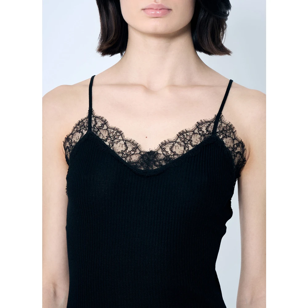 The Row Zijden Kant Tanktop Black Dames