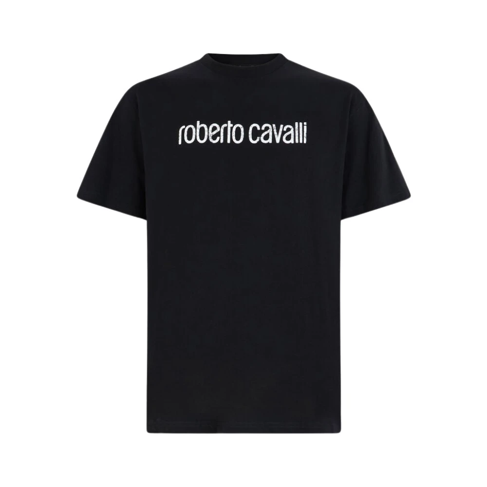 Roberto Cavalli T-shirt met opschrift Korte mouwen Black Heren
