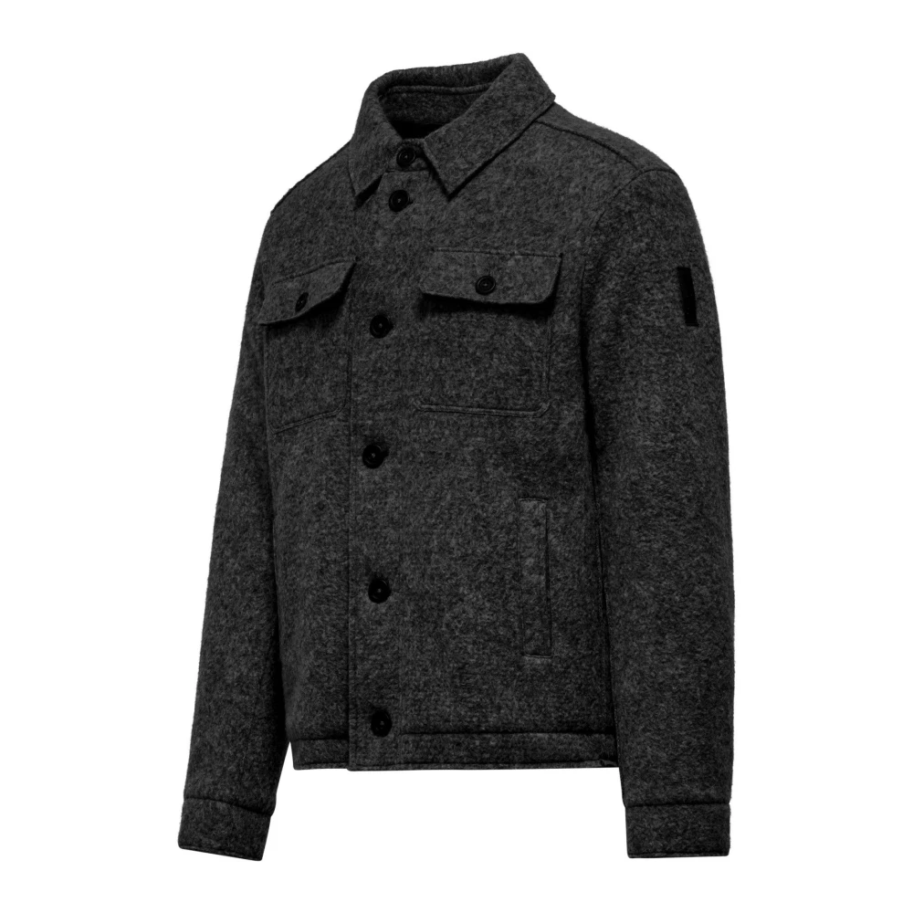 BomBoogie Wollen Shirtjas met Gewatteerde Voering Black Heren