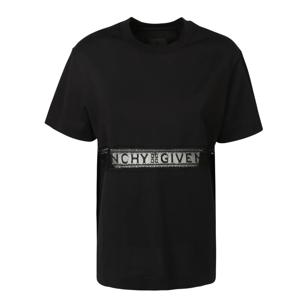 Givenchy Women's Black T-Shirts, Xs, T-Shirt With Logo Tape Detailing