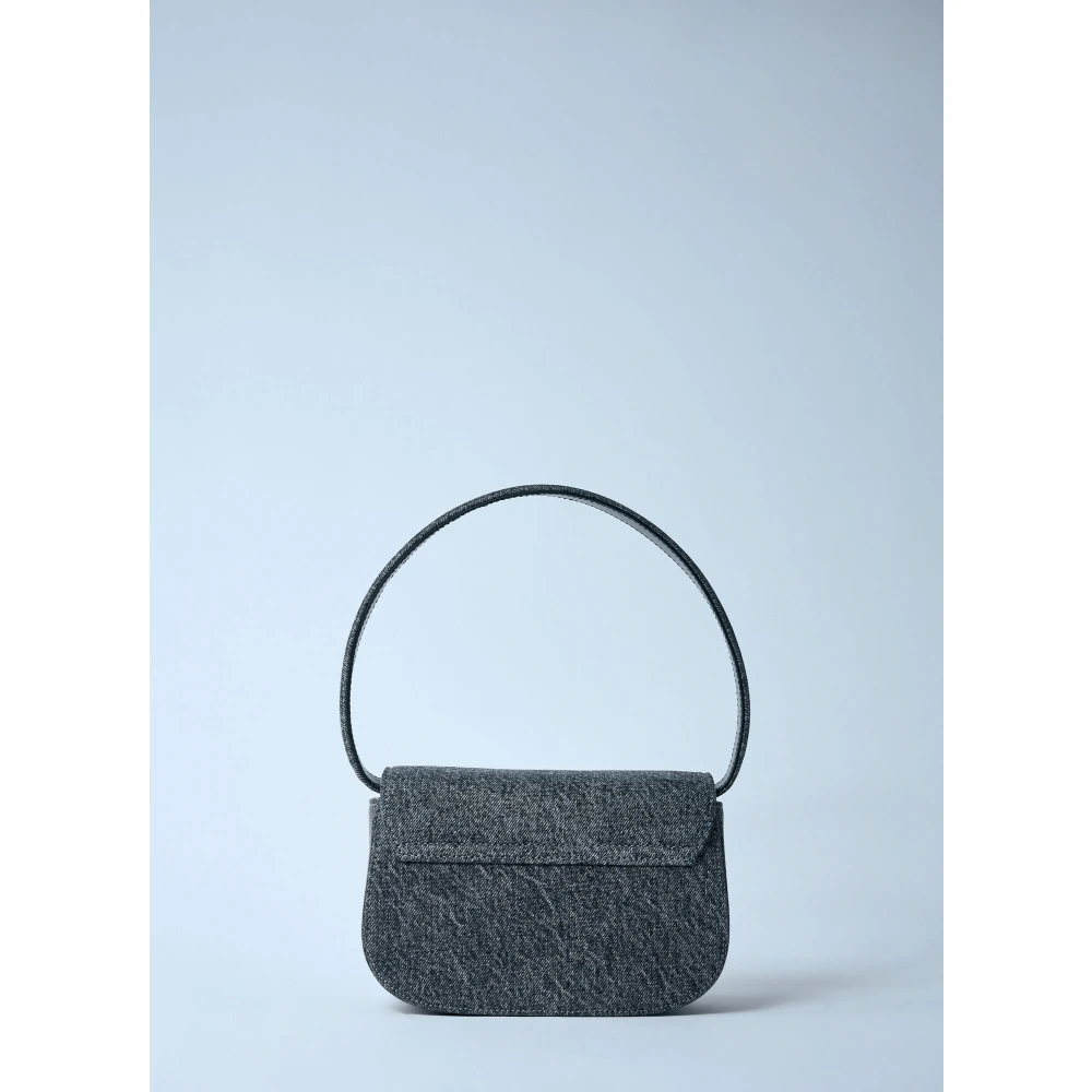 Diesel Handtas met voorlogo-plaat en riem Gray Unisex