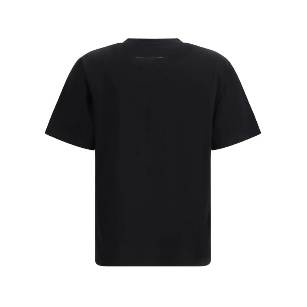 MM6 Maison Margiela Logo Print Geribbeld T-Shirt van katoen Black Dames