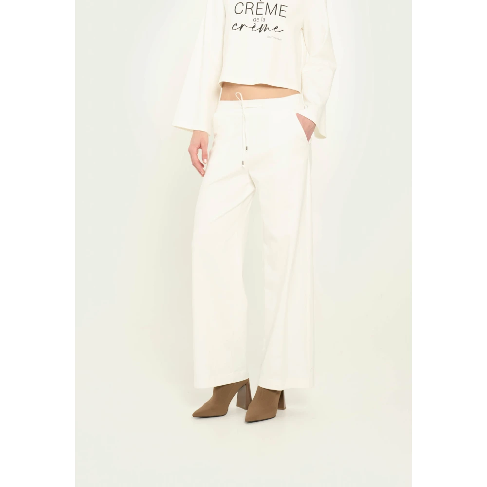 Vicario Cinque Milano Stitch Palazzo Broek Elastiek Koord White Dames