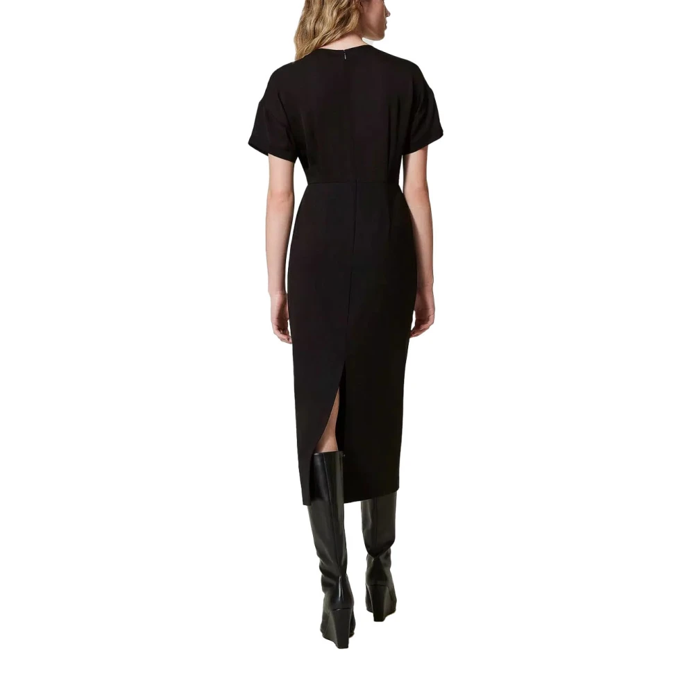 Twinset Chique Midi Jurk van Polyester Black Dames