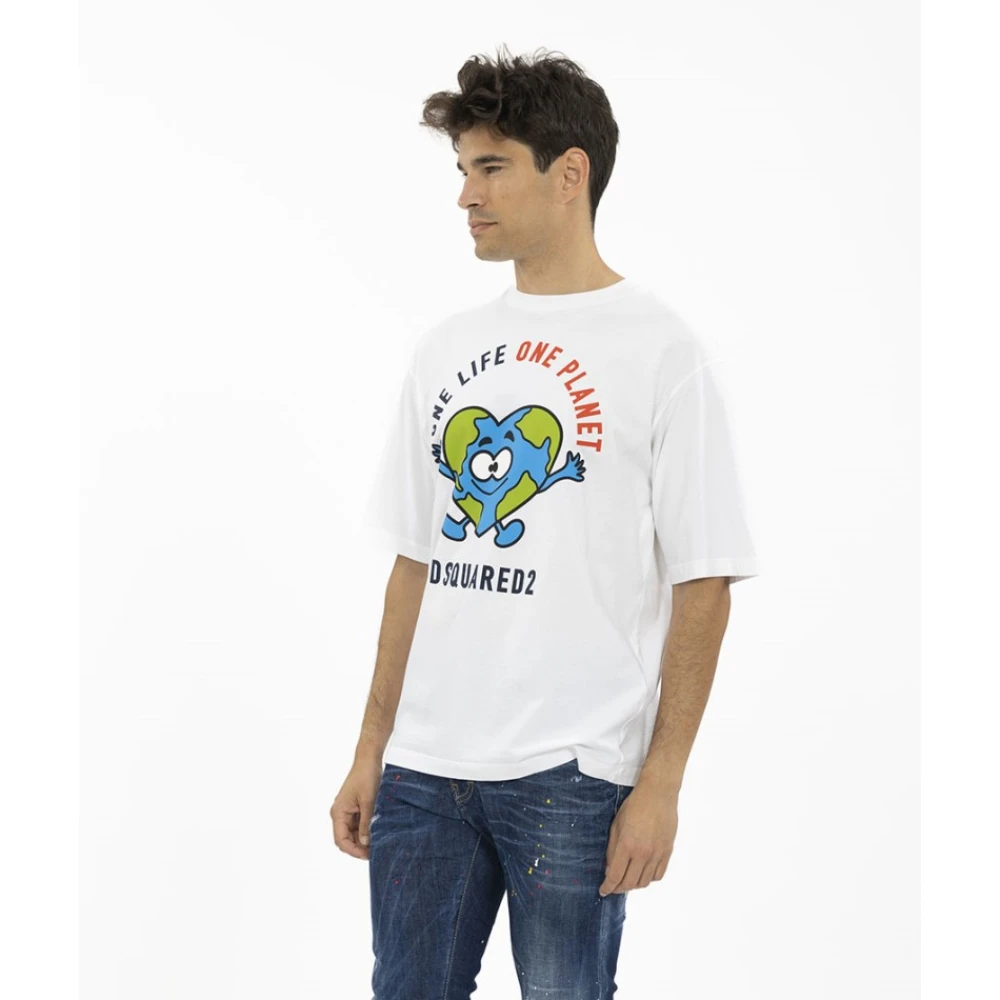 Dsquared2 Buddy Earth T-Shirt White Heren