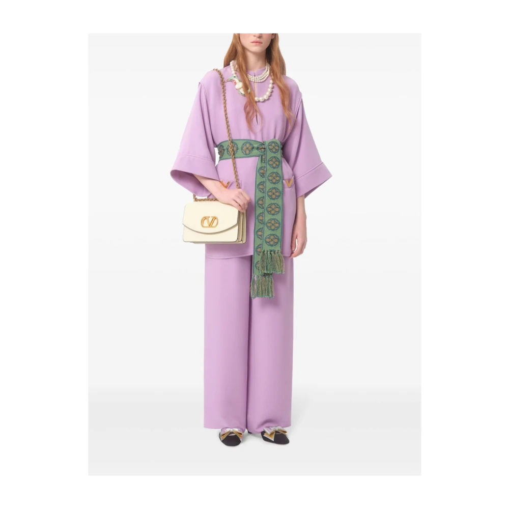 Valentino Lila Zijden Cady Jurk met Zakken Purple Dames