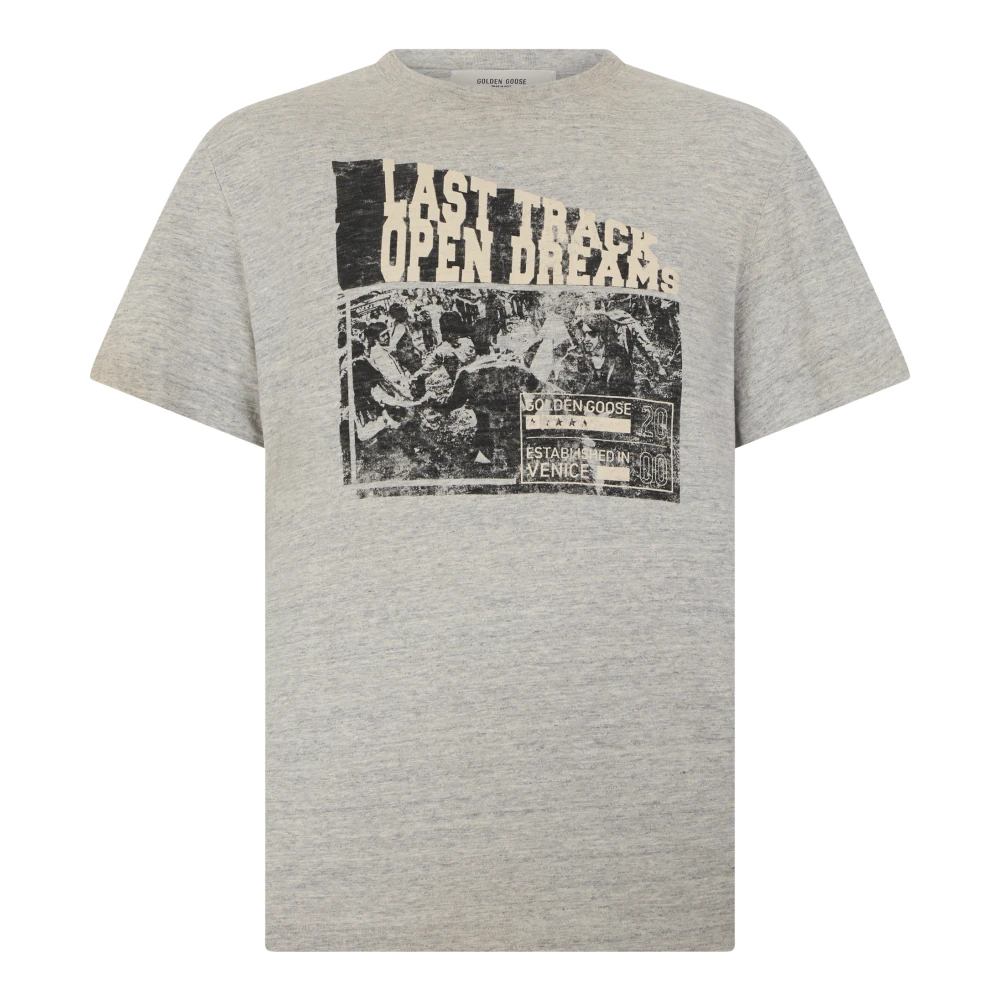 Golden Goose Uomo Grigio - T-Shirt In Cotone Con Stampa Vintage - Tops - Xl