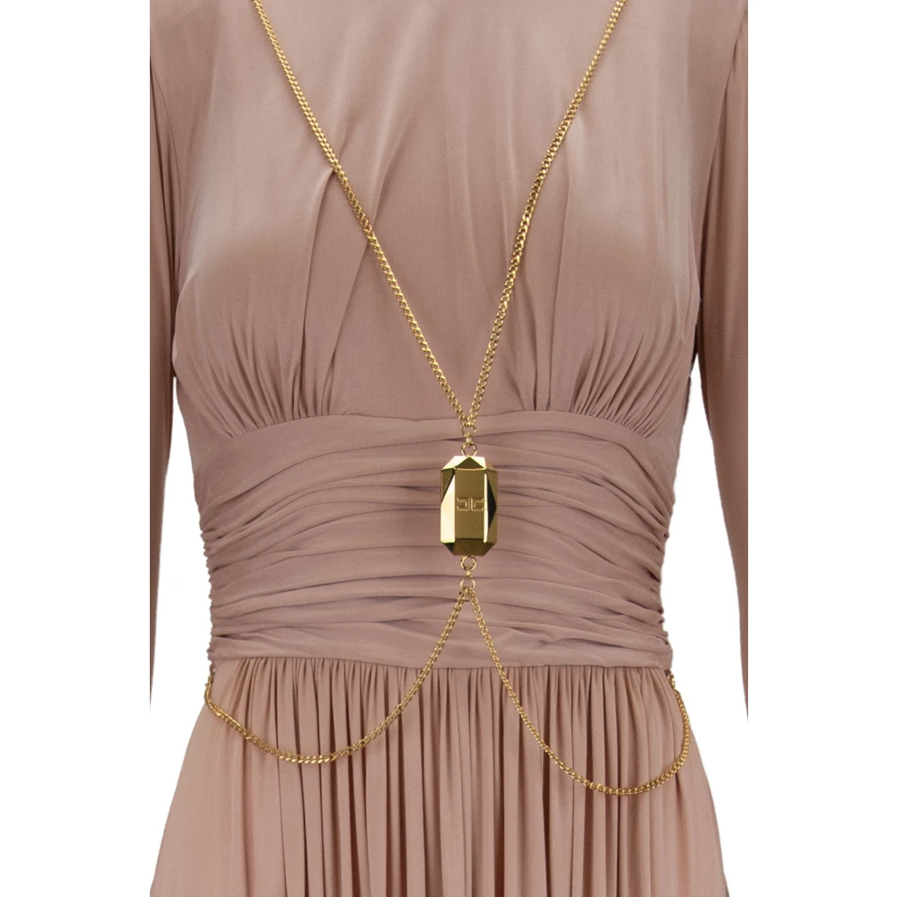 Elisabetta Franchi Jurk met lange mouwen en boothals Pink Dames