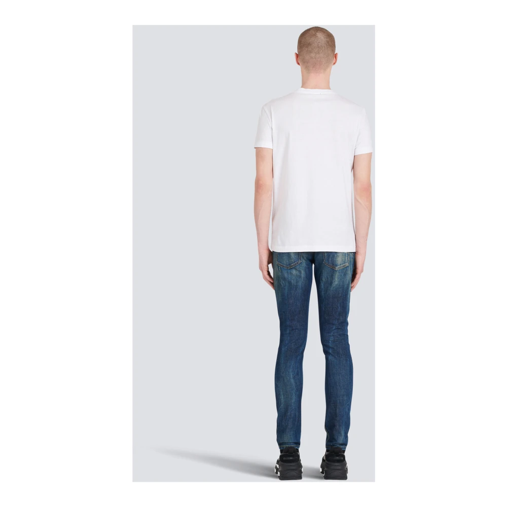 Balmain Casual Flocked Logo T-Shirt White Heren