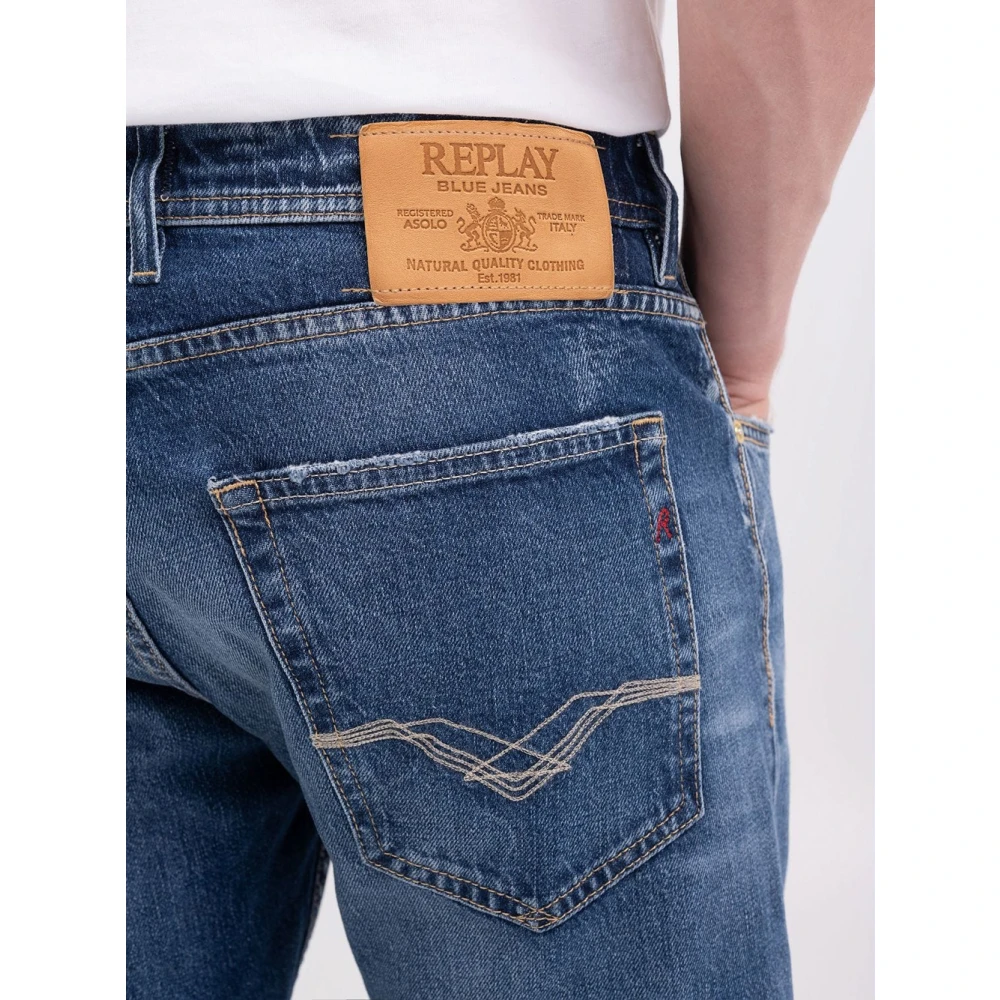 Replay Straight Jeans Blue Heren