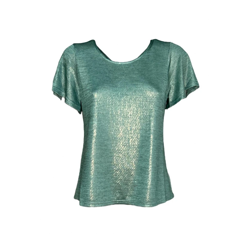 Molly Bracken Gelamineerd Kruisrug T-Shirt Green Dames