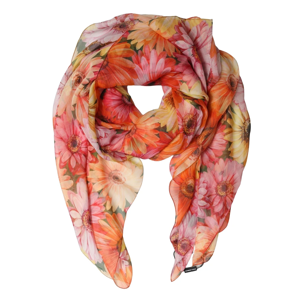Dolce & Gabbana Multicolor Floral Silk Shawl Stole Scarf - Image 2