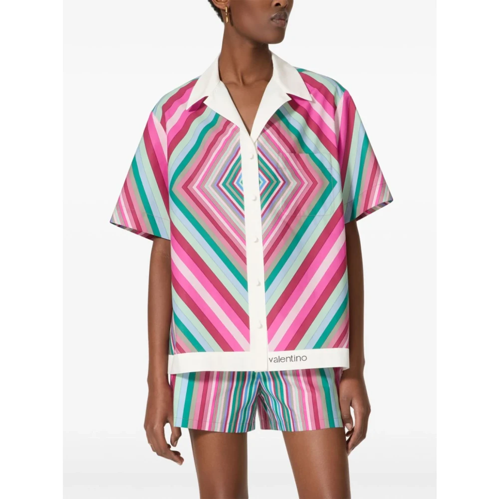 Valentino Garavani Geometrisch Patroon Korte Mouwen Shirt Multicolor Dames