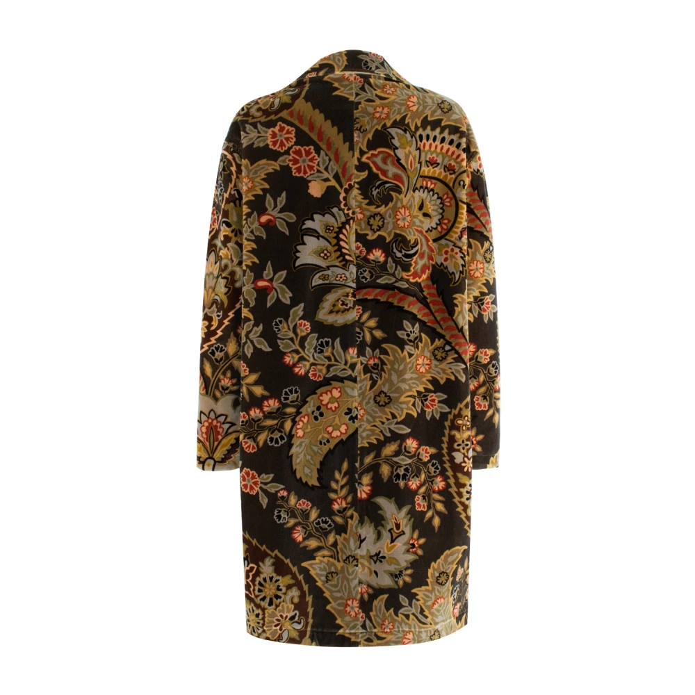 ETRO Paisley Print Velvet Coat Green Dames