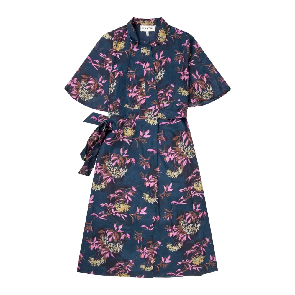 Munthe Bloemen Wikkeljurk Navy Blue Dames