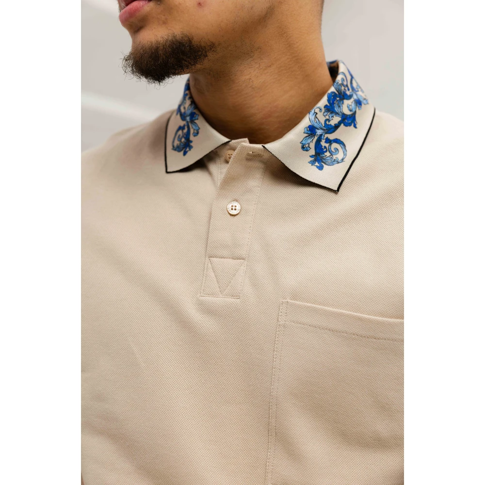 Versace Jeans Couture Barok Kraag Polo Beige Heren Beige Heren