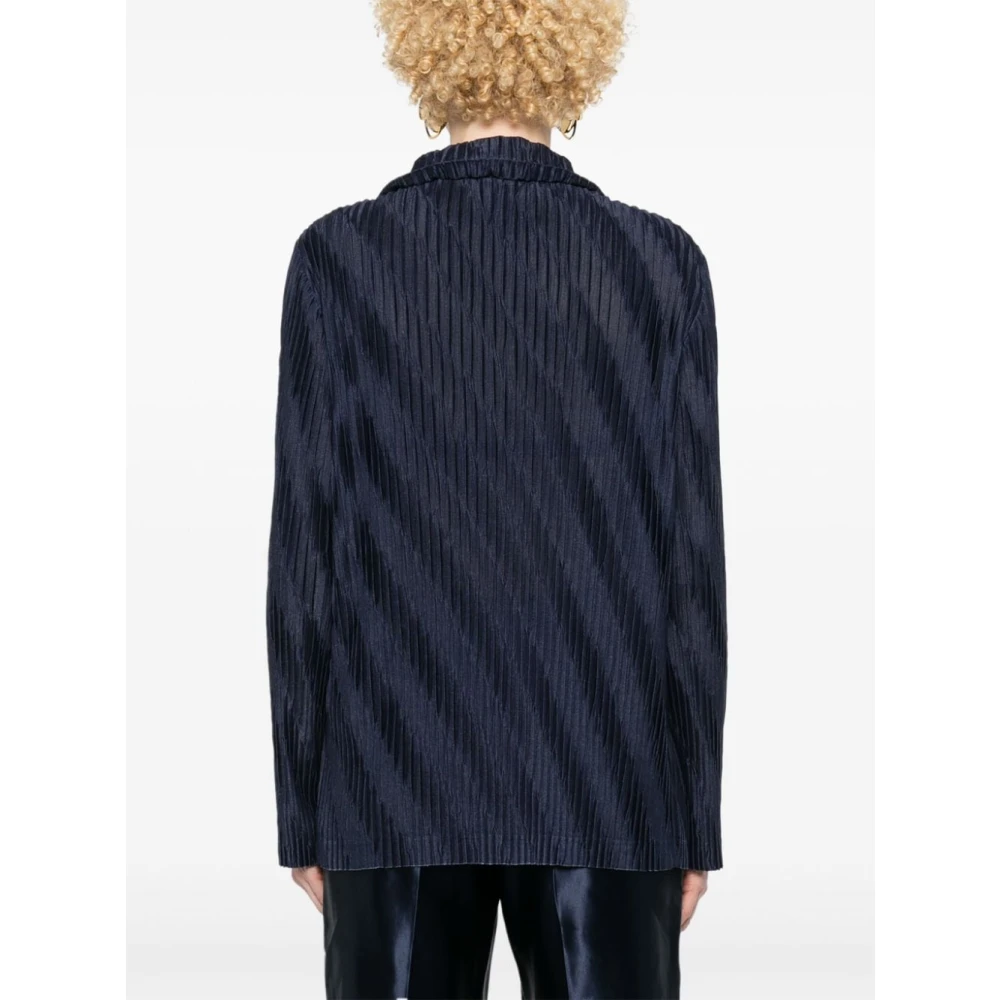 Giorgio Armani Blauwe Geplooide Jersey Jas Blue Dames