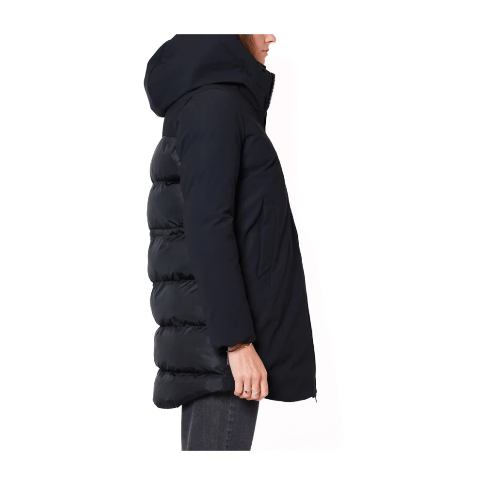 BomBoogie Zwarte Winterjas met Omslag Kraag Black Dames