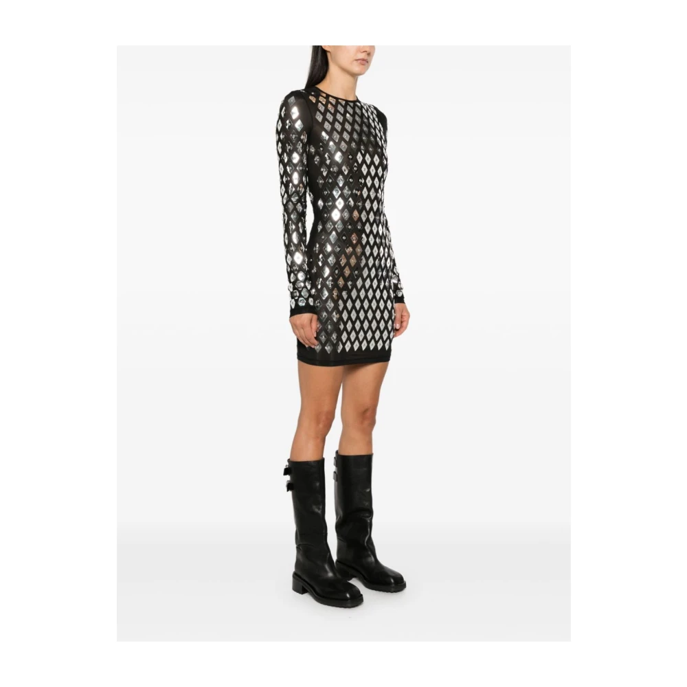 Paco Rabanne Zwarte Feestjurk met Metalen Details Black Dames