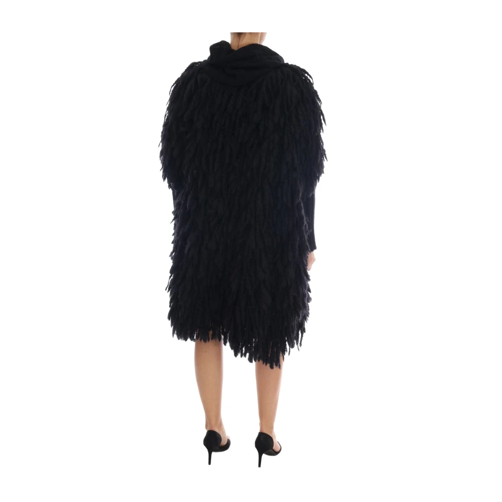 Dolce & Gabbana Luxe Zwarte Wol en Kasjmier Fringe Trui Black Dames
