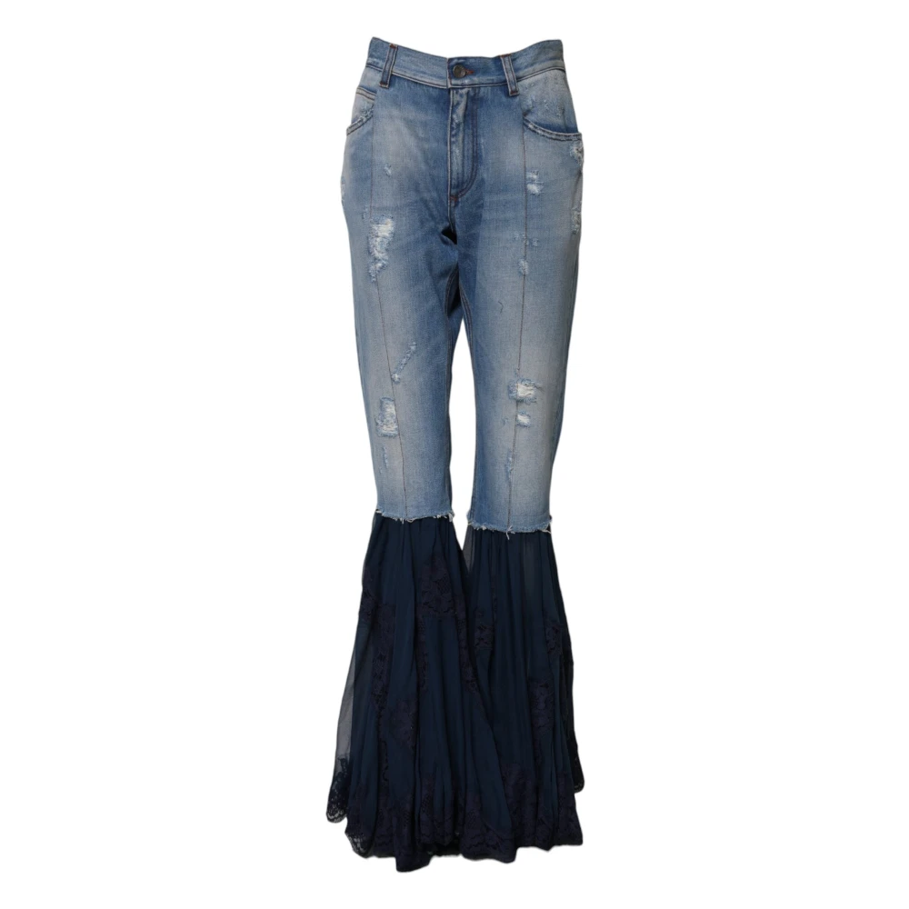 Dolce & Gabbana Women's Blue Flare Jeans, Xs, High Waist Flared Denim Jeans