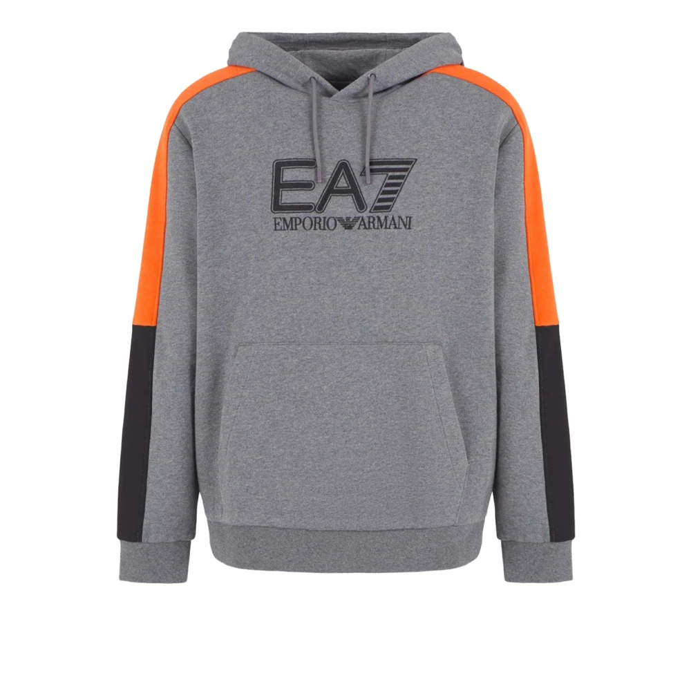 Emporio Armani EA7 Grijze Hoodie Sweatshirt Sportieve Trendy Look Gray Heren