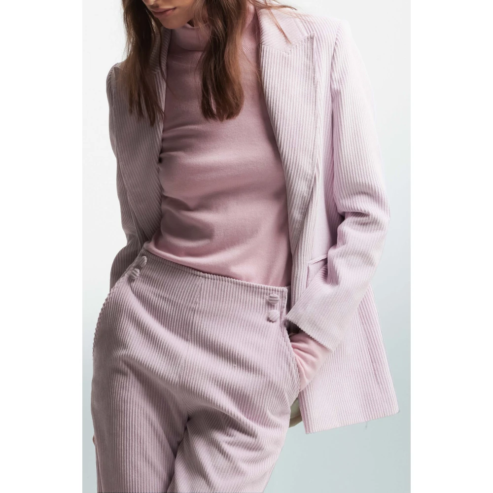 Kocca Ribgebreide double-breasted corduroy jas Pink Dames