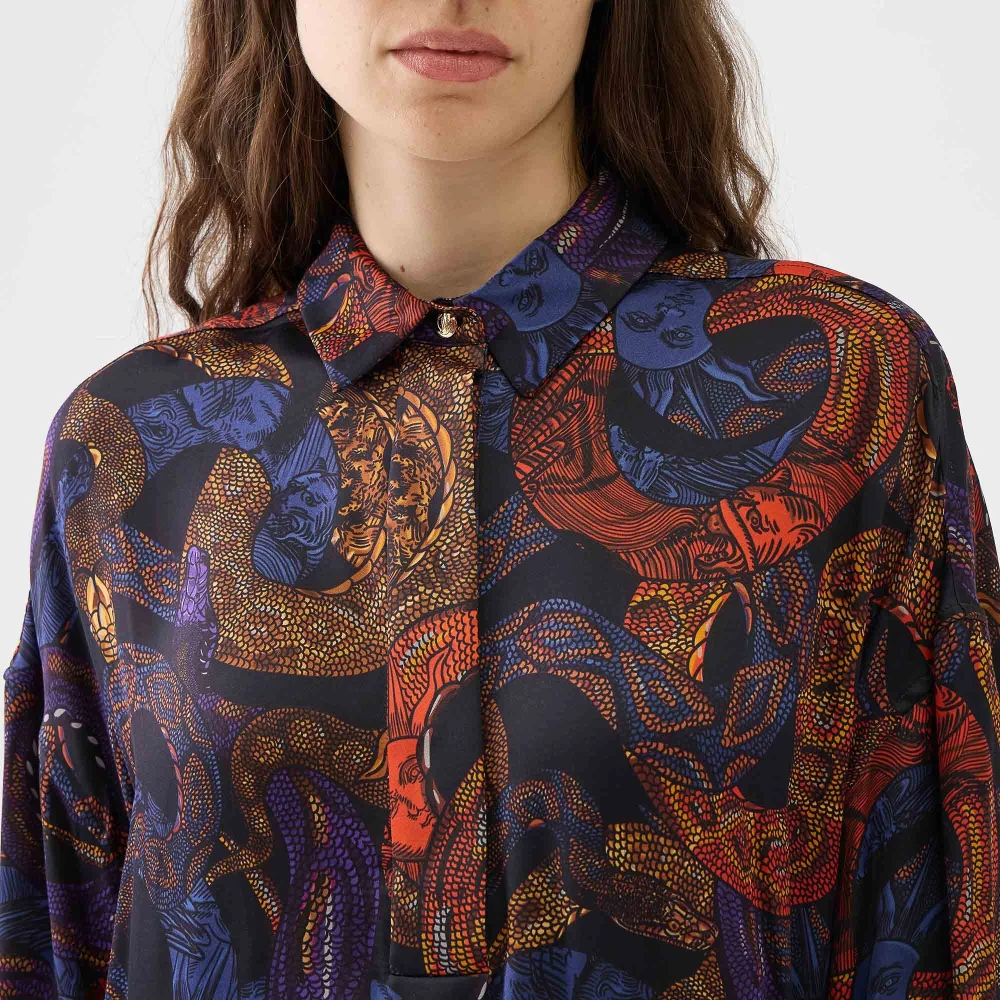 Just Cavalli Slangenprint Viscose Shirt Multicolor Dames