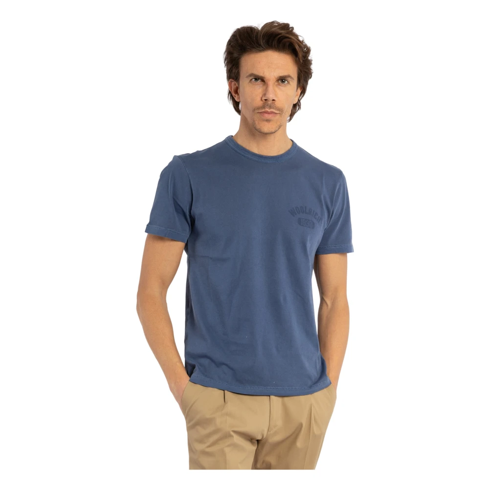 Woolrich T-shirt met logo Blue Heren