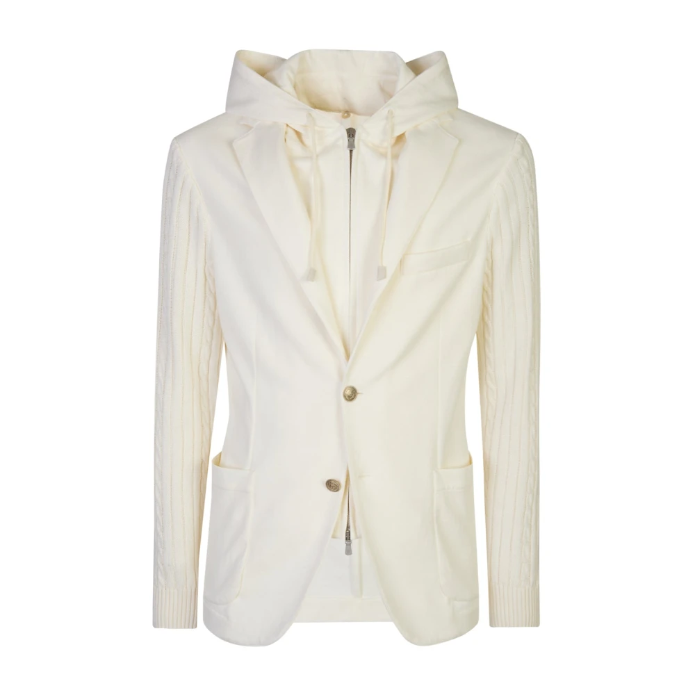 Eleventy Uomo Bianco Hooded Jacket