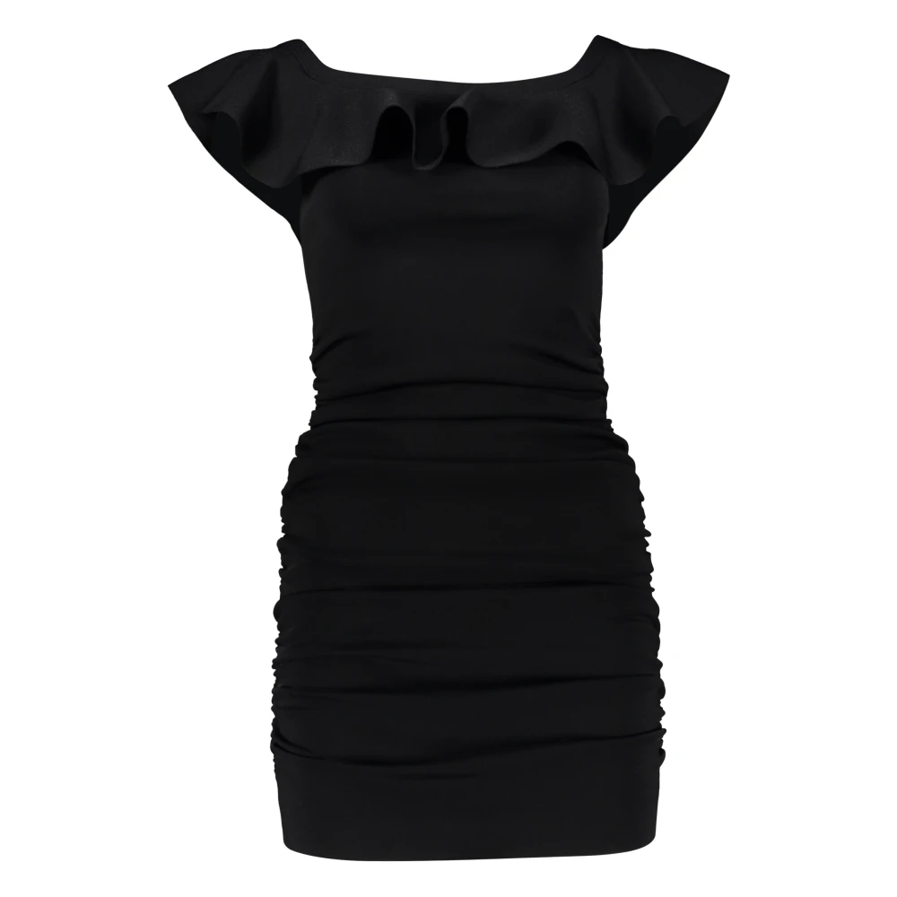 Celine Gerimpelde Mini Jurk Black Dames