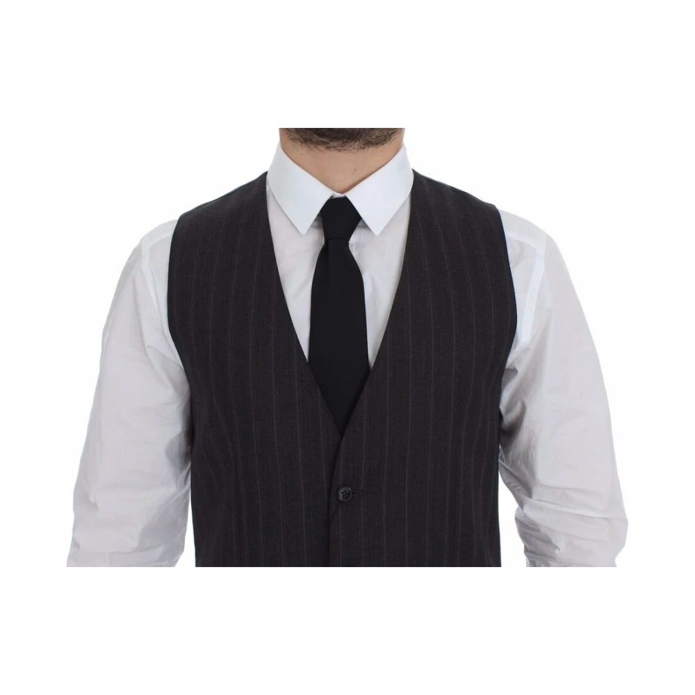 Dolce & Gabbana Gestreepte Grijze Vest MainLine Collectie Gray Heren