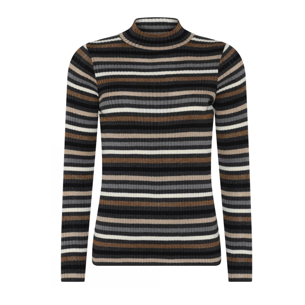 Skovhuus Gestreepte Ribgebreide Pullover Houtskool Trui Multicolor Dames