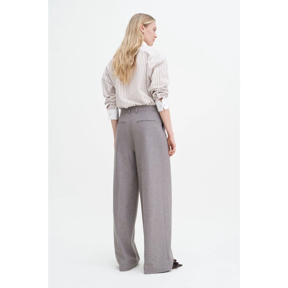 Filippa K Flanellen Wijde Geplooide Broek Gray Dames