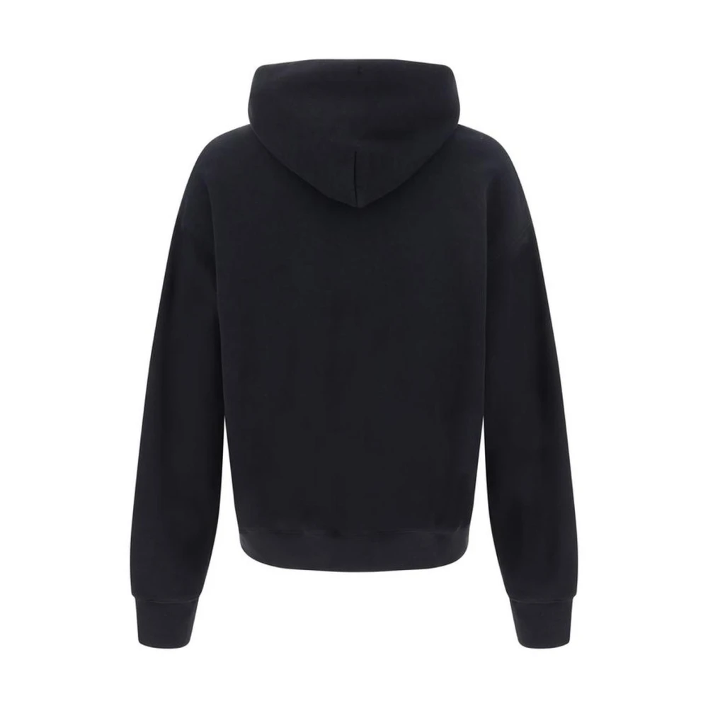 Off White Hoodie met verstelbaar trekkoord en geribbelde manchetten Black Heren