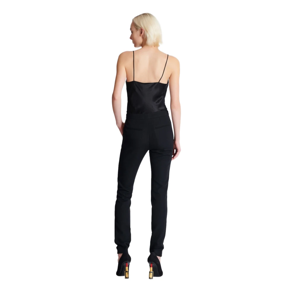 Balmain Slim-fit graan de poudre broek met rits Black Dames