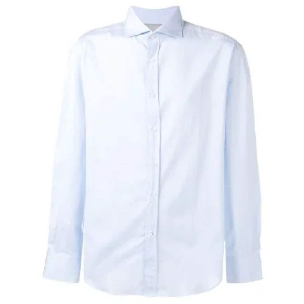 BRUNELLO CUCINELLI Italiaanse Kraag Katoenen Overhemd White Heren