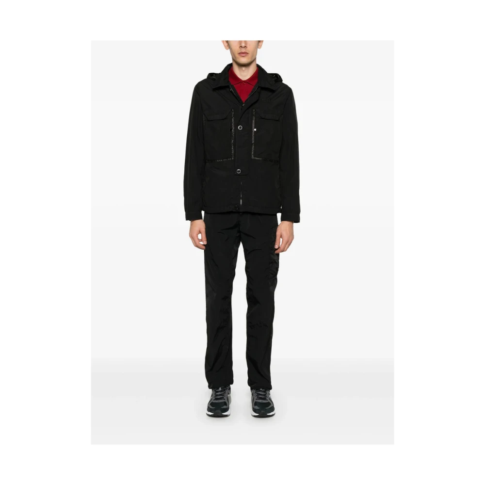 C.P. Company Zwarte hoodie met knoopsluiting vooraan Black Heren