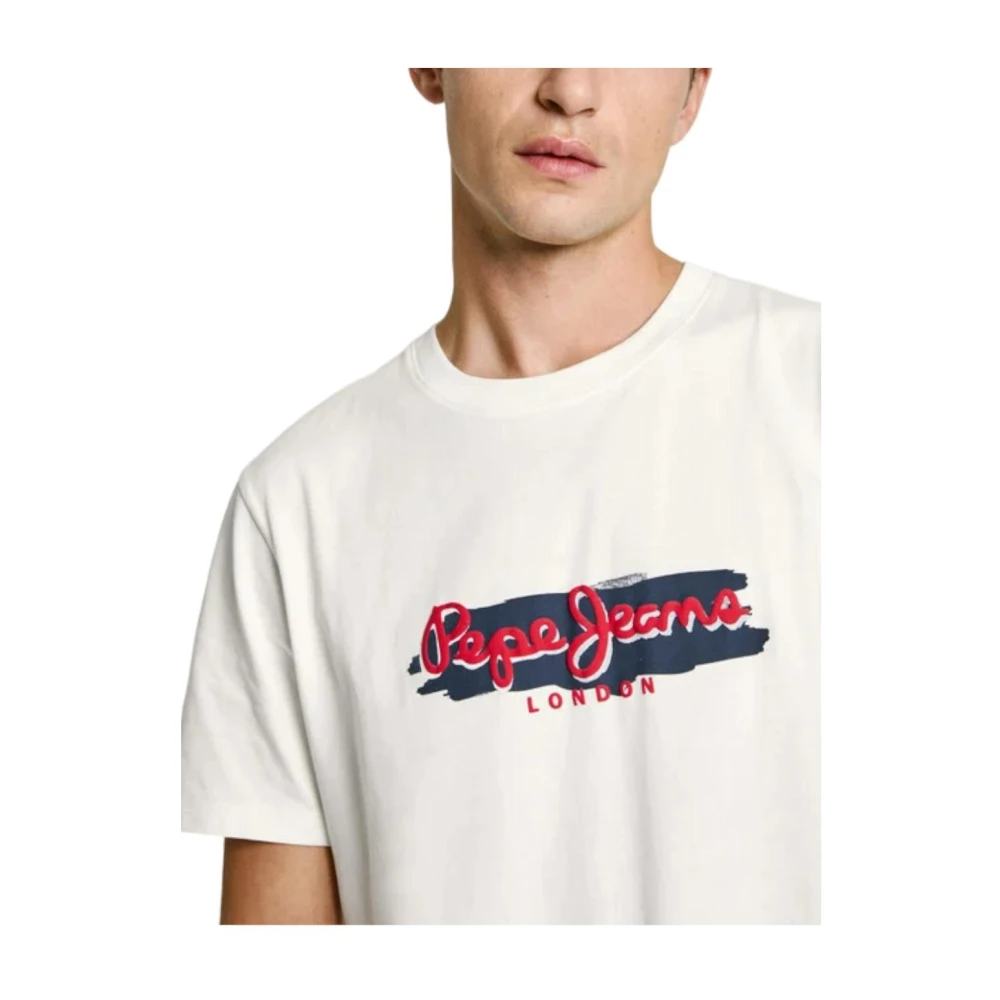 Pepe Jeans Moderne Grafische T-shirt in Katoen White Heren