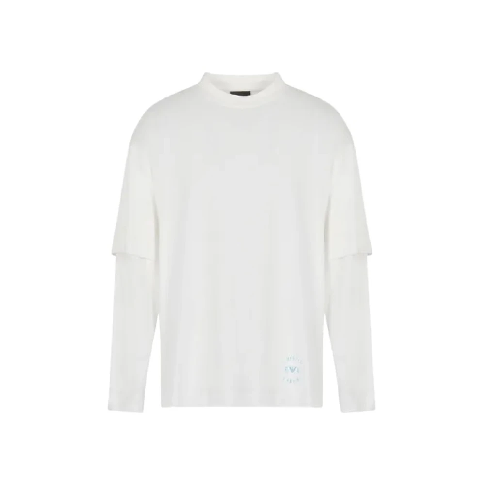 Emporio Armani Warme Witte T-Shirt Katoenen Stof White Heren