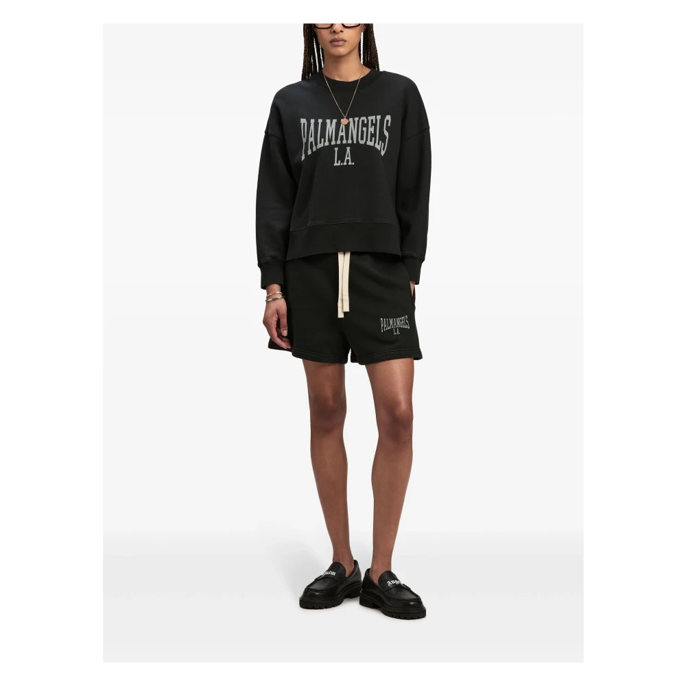 Palm Angels Klassieke College Crew Sweatshirt Black Dames