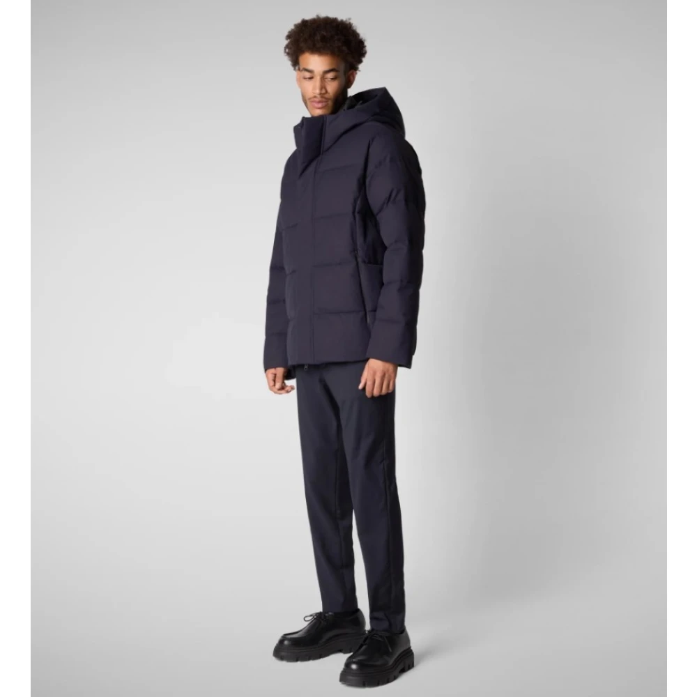 Save The Duck Blauwe Gewatteerde Hoodie Jas Blue Heren