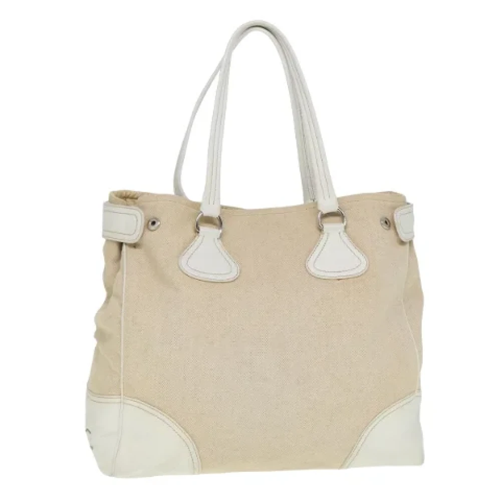 Prada Vintage Pre-owned Canvas prada-bags Beige Dames
