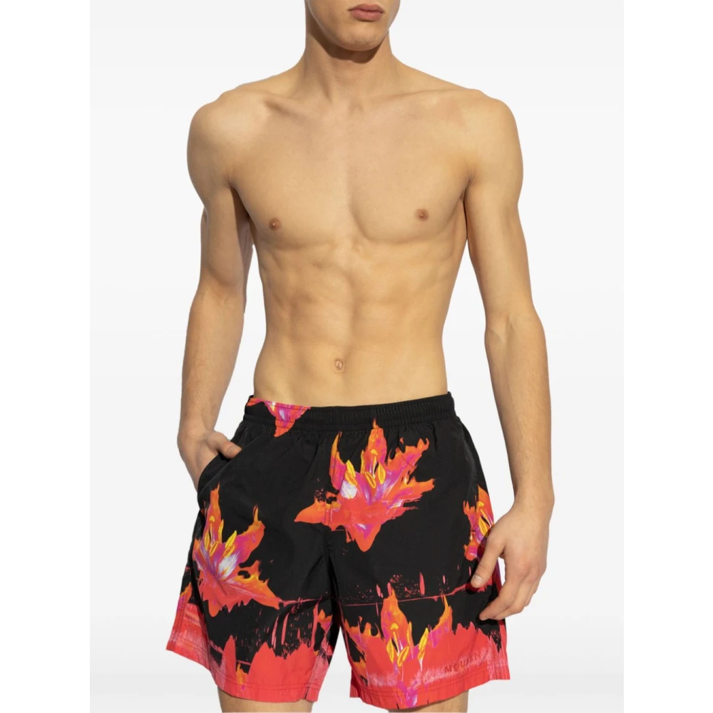 alexander mcqueen Zwart en Rood Zwemkleding Ss25 Multicolor Heren