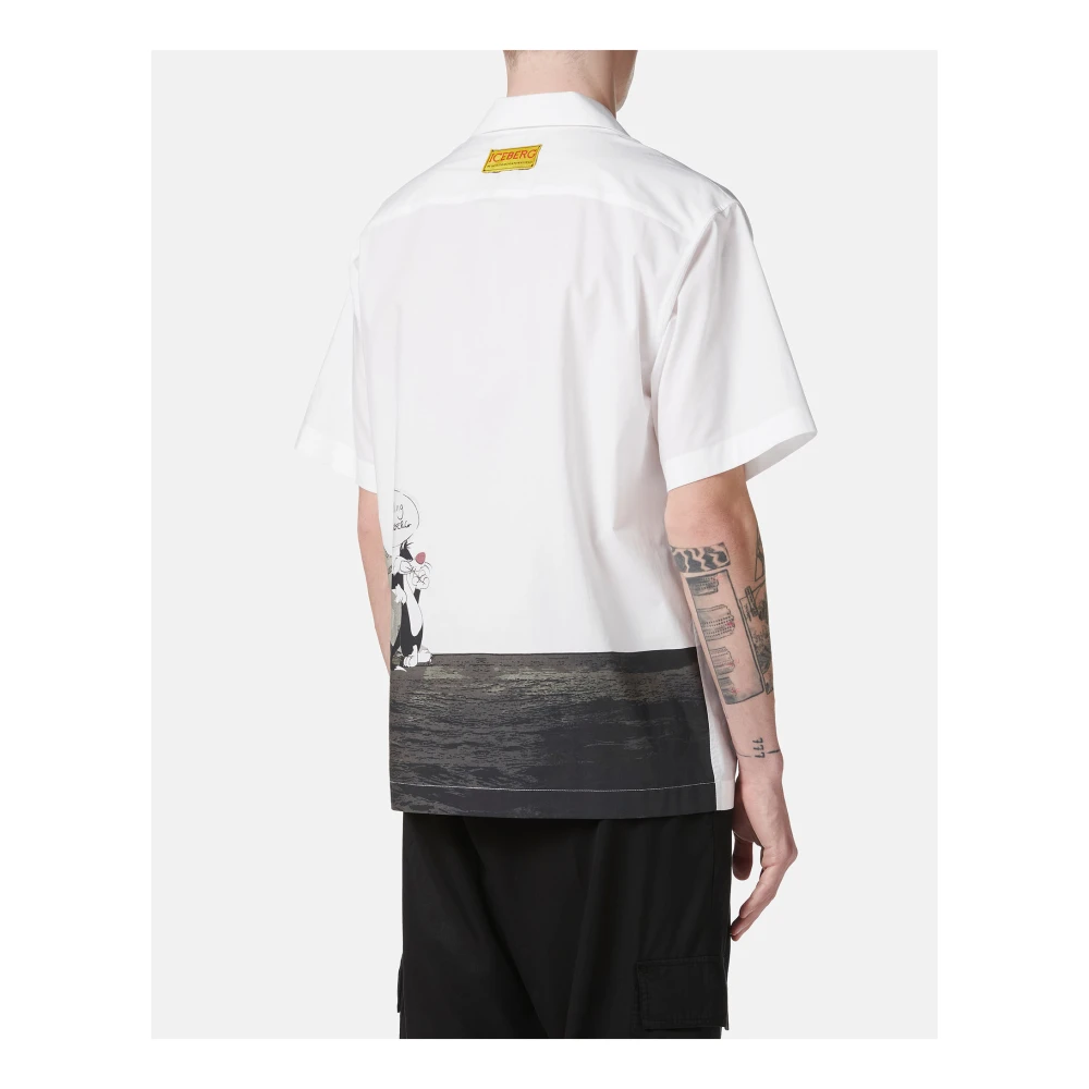 Iceberg Regular fit korte mouwen bowling shirt White Heren