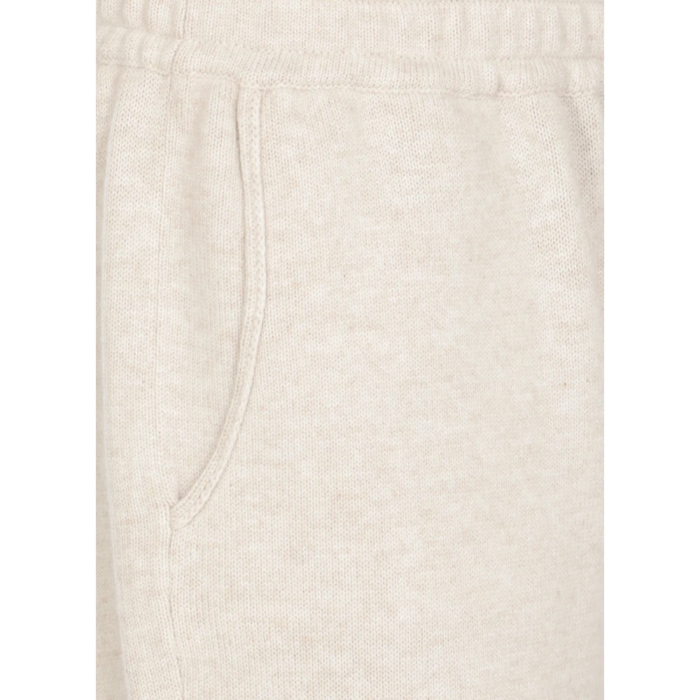 BRUNELLO CUCINELLI Ivoor Wolmix Elastische Taille Broek Beige Dames