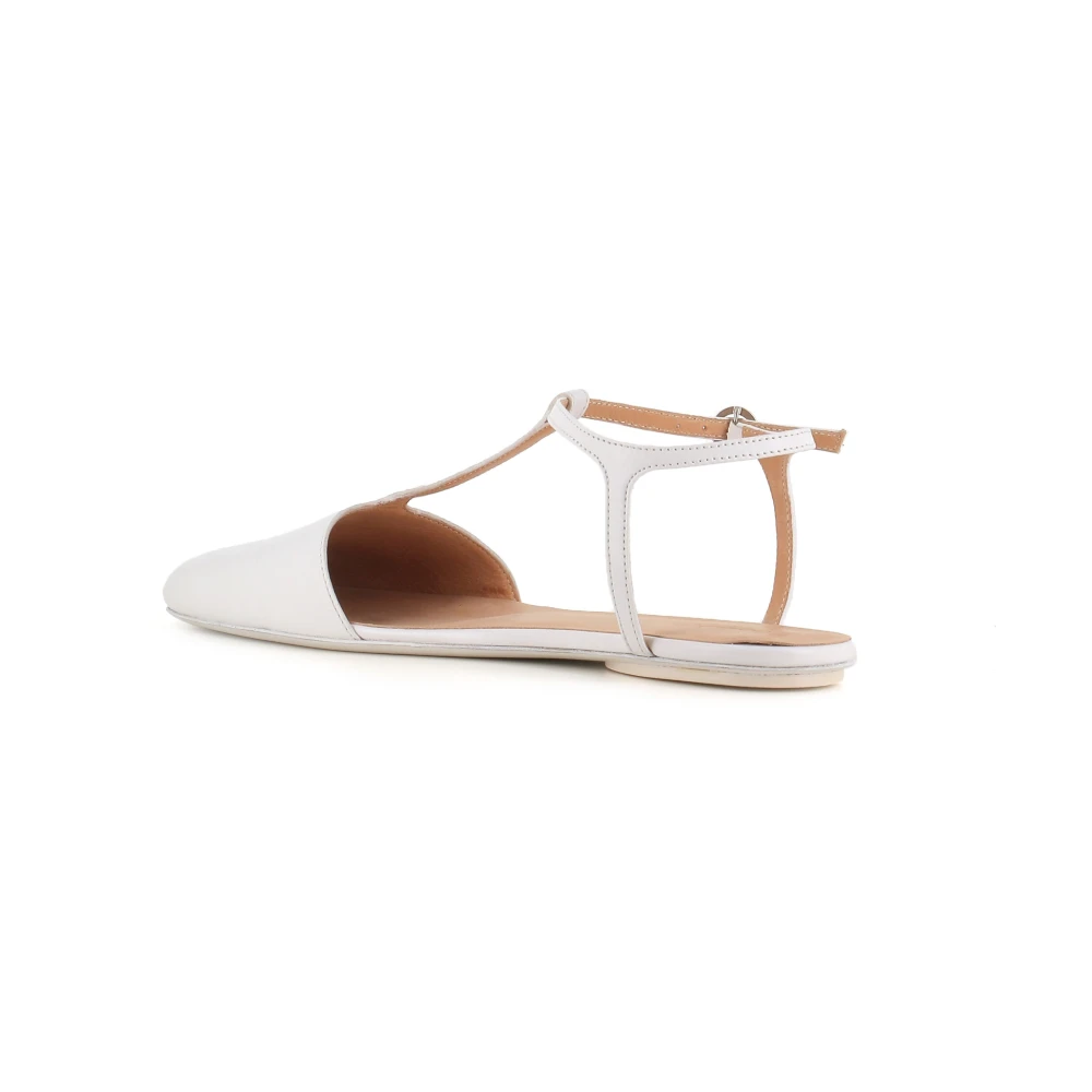 Marsell Witte leren enkelband ballerina schoenen White Dames