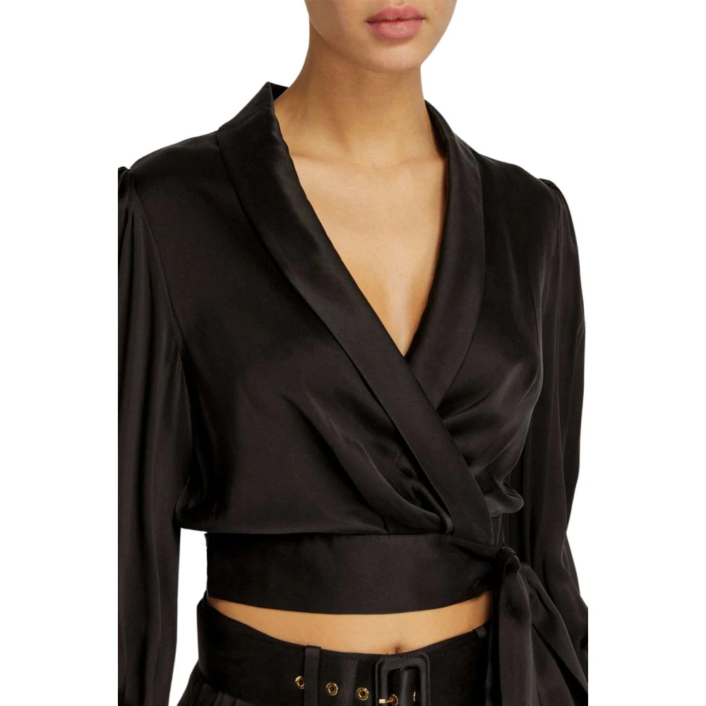 Zimmermann Zwart Zijden Wrap Top Chic Stijl Black Dames