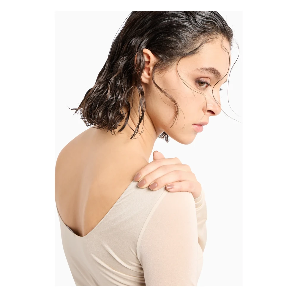 Emporio Armani Gedrapeerde Top in Licht Beige Dames